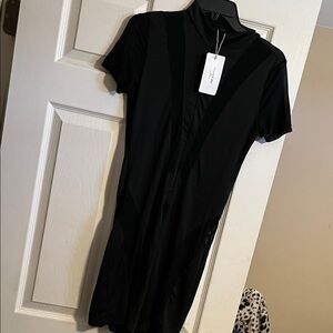 Chic Black Once Piece Romper w/ Mesh